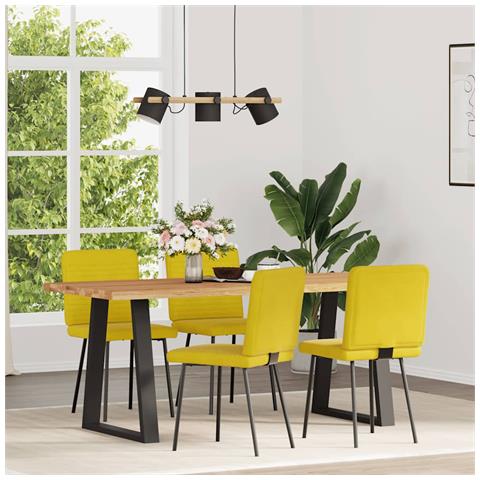 Sedie Da Pranzo 4 Pz Gialle In Velluto - Foto 2