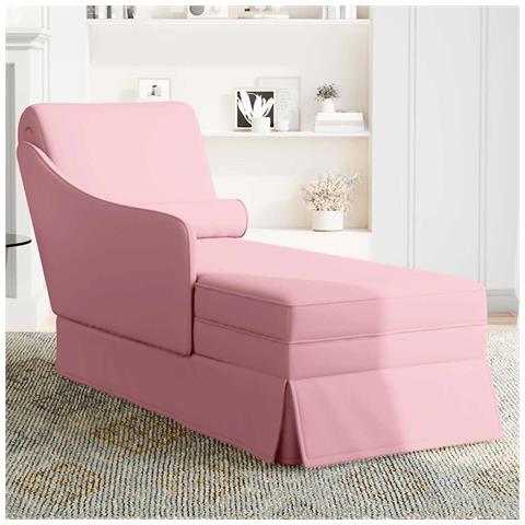 Sdraio Con Capezzale E Bracciolo Destro In Velluto Rosa - Foto 3