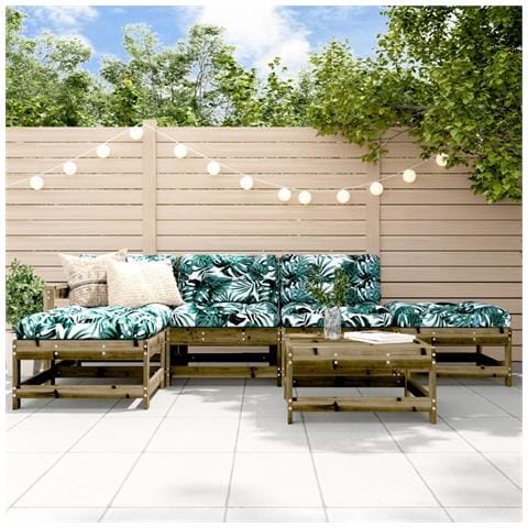 Set Salotto Da Giardino 6 Pz In Legno Impregnato Di Pino - Foto 1