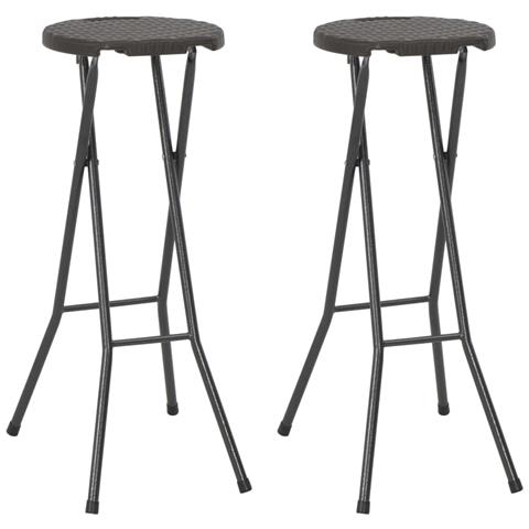 Sgabelli Da Bar Pieghevoli 2 Pz Hdpe E Acciaio Marroni Rattan - Foto 2