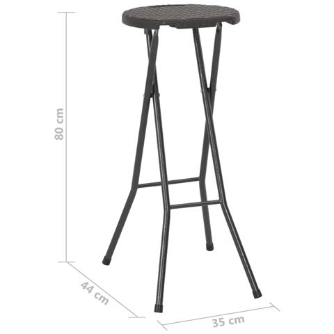 Sgabelli Da Bar Pieghevoli 2 Pz Hdpe E Acciaio Marroni Rattan - Foto 8