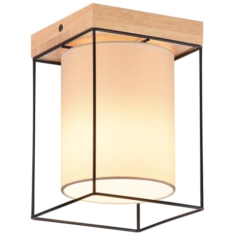 Lampada Da Soffitto Vintage E14 A 1 Fiamma Per Soggiorno Con Paralume In Tessuto Industriale - Foto 1