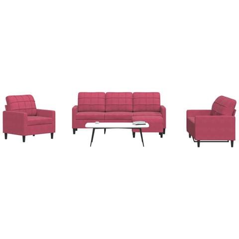Set di Divani 4 pz con Cuscini Rosso Vino in Velluto - Foto 2