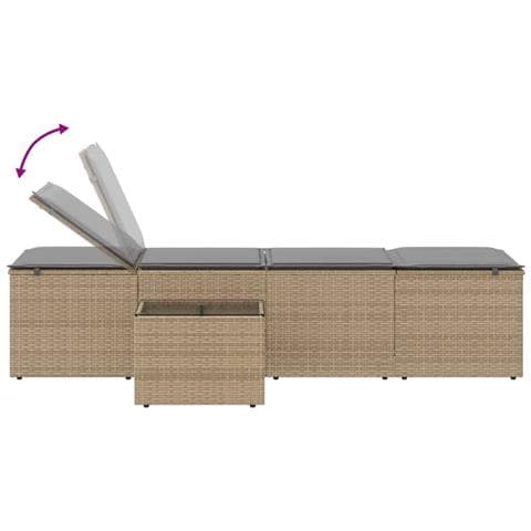 Lettini Prendisole 2 pz con Tavolino Beige in Polyrattan - Foto 9