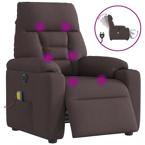 Poltrona Massaggio Reclinabile Elettrica Marrone Scuro Tessuto - Foto 1