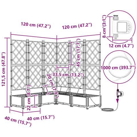 Vasi da Giardino con Sistema di Irrigazione 5 pz Bianco - Foto 7