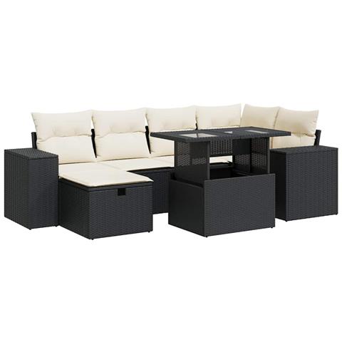 Set Divani da Giardino con Cuscini 8 pz Nero in Polyrattan - Foto 1