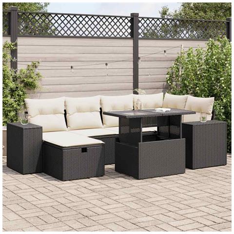 Set Divani da Giardino con Cuscini 8 pz Nero in Polyrattan - Foto 2