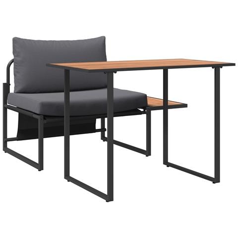 Set da Pranzo da Giardino a 2 Pezzi con Poltrona Singola e Cuscini Antracite - Foto 1