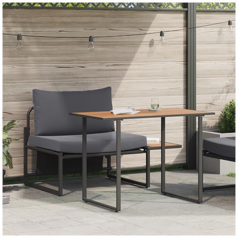 Set da Pranzo da Giardino a 2 Pezzi con Poltrona Singola e Cuscini Antracite - Foto 2