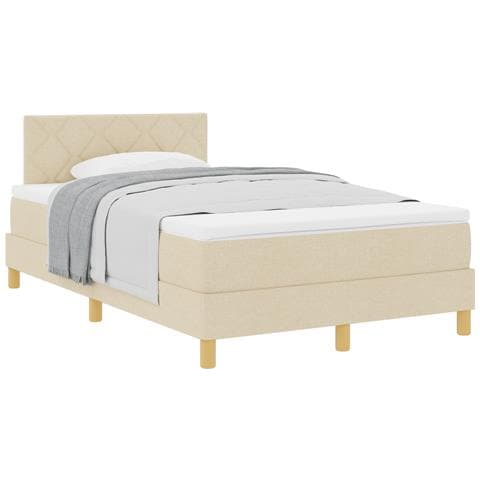 Letto a Molle con Materasso Crema 120x200 cm Tessuto - Foto 1