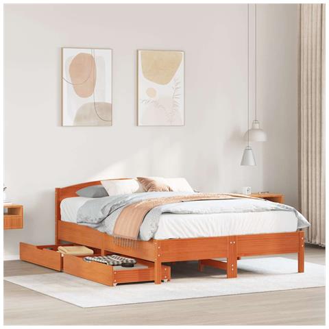 Letto senza Materasso Marrone Cera 120x200 cm in Legno di Pino - Foto 2