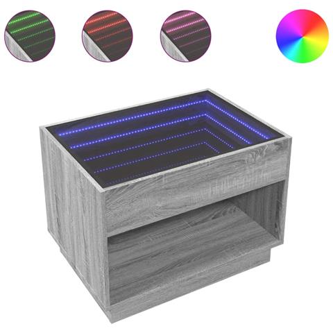 Tavolino da Salotto con LED Infinity Grigio Sonoma 70x50x50 cm - Foto 1