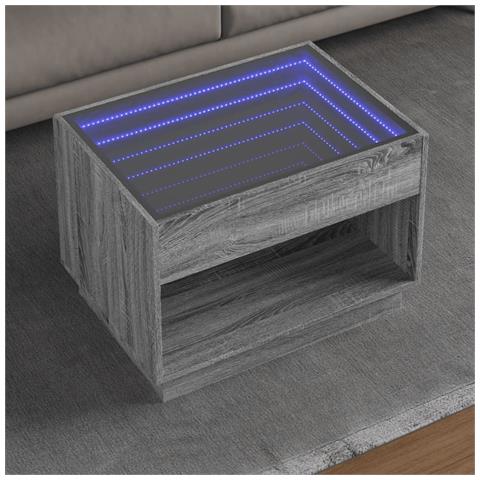 Tavolino da Salotto con LED Infinity Grigio Sonoma 70x50x50 cm - Foto 2