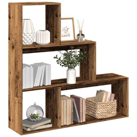 Libreria Divisorio 3Ripiani Legno Antico 123x29x123 Truciolato - Foto 2