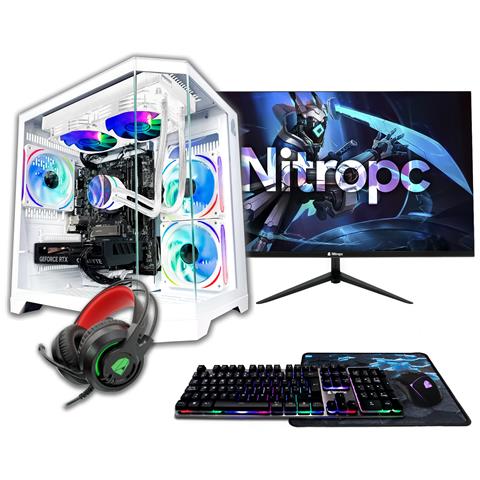 Pc Gaming Nitropc Pack Gold Plus Bianco - I5-14400f, Rx 6600 8 Gb, 16 Gb Ddr4, 1 Tb M2, Win11, Monitor 24"" Fhd 120hz Ips E Accessori Gaming Completi - Pronto Per Giocare - Foto 1