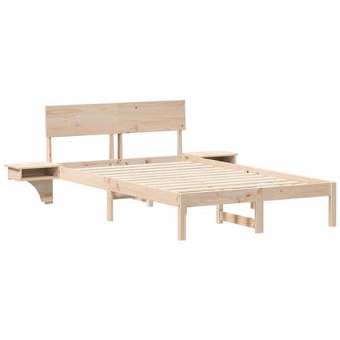 Rete letto con comodini Marrone Legno di pino massello - Foto 1