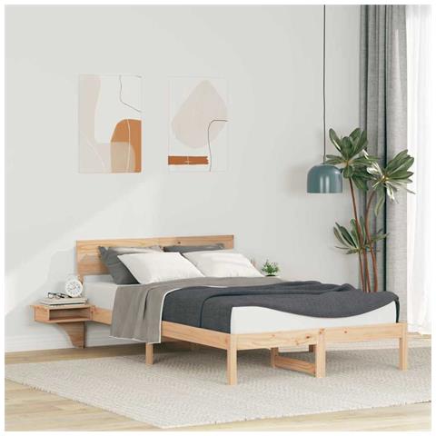 Rete letto con comodini Marrone Legno di pino massello - Foto 2