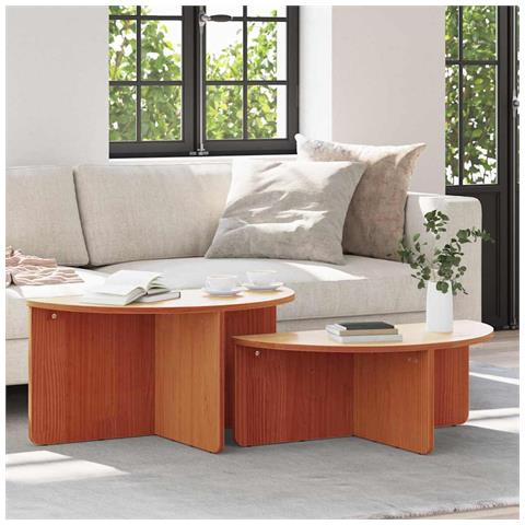 Tavolino da salotto 2 pcs Cera marrone 79 x 39.5 x 40 cm - Foto 2