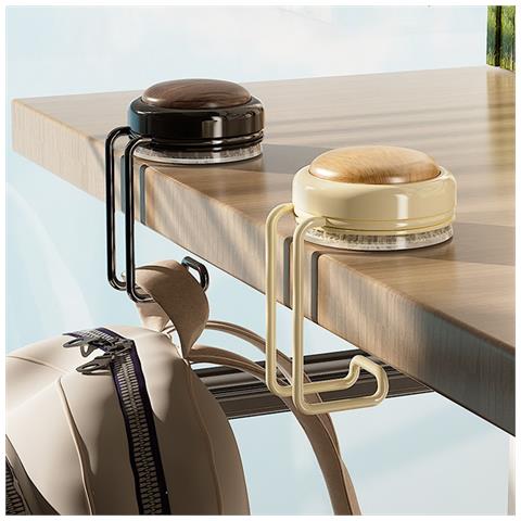 Set Di 2 Ganci Laterali Per Scrivania Senza Foratura - Porta Borse Portatile Black - Foto 2