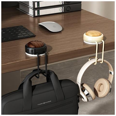 Set Di 2 Ganci Laterali Per Scrivania Senza Foratura - Porta Borse Portatile Black - Foto 5