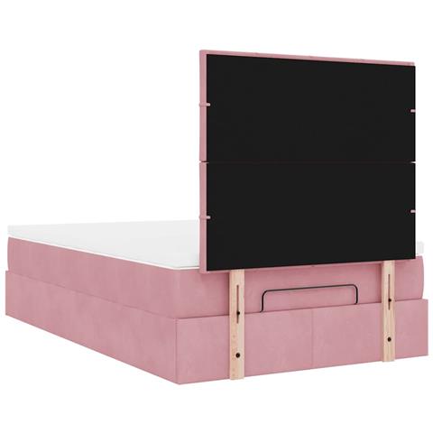 Struttura Letto Pouf con Materassi Rosa 120x190 cm Velluto - Foto 9