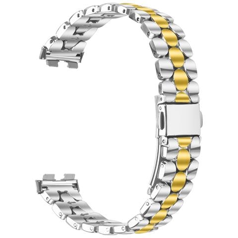 Elegante Bracciale In Acciaio Inossidabile Con Perle Compatibile Con Huawei Band 8/9/10 Silver+gold - Foto 1