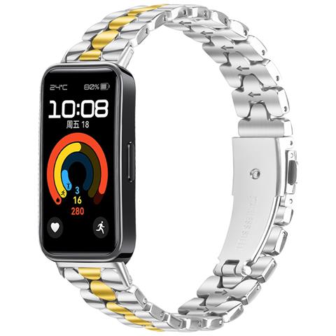 Elegante Bracciale In Acciaio Inossidabile Con Perle Compatibile Con Huawei Band 8/9/10 Silver+gold - Foto 2