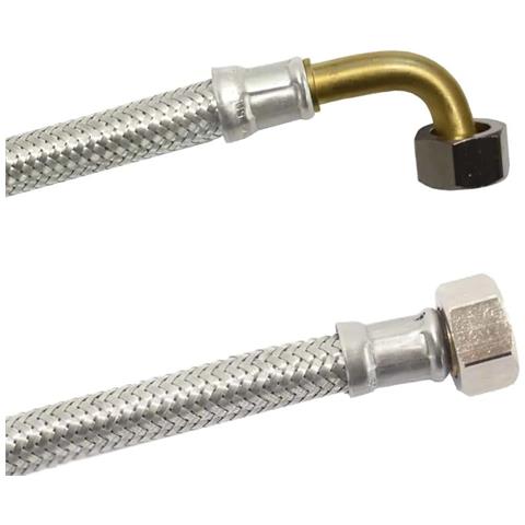 Tubo Flessibile In Acciaio Inox 3/8  Dn8  Curvo 800mm - Foto 1