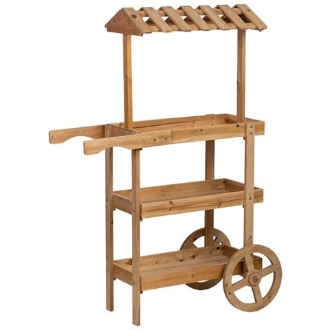 Carrello Espositivo-scaffale In Legno 3 Vassoi Marrone 87x40x130h Cm - Foto 1