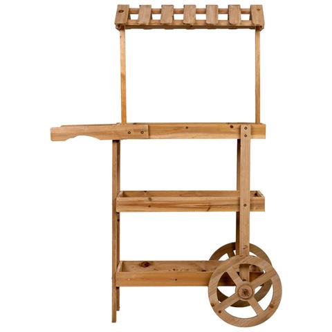 Carrello Espositivo-scaffale In Legno 3 Vassoi Marrone 87x40x130h Cm - Foto 2