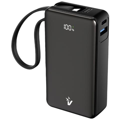 Powerbank Con Schermo Lcd 10000 Mah Usb E Type C Quickcharge 35w Pps Nero, Cavo Integrato - Foto 1