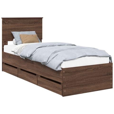 Struttura del letto con cassetto Rovere Marrone 75 x 190 cm - Foto 1