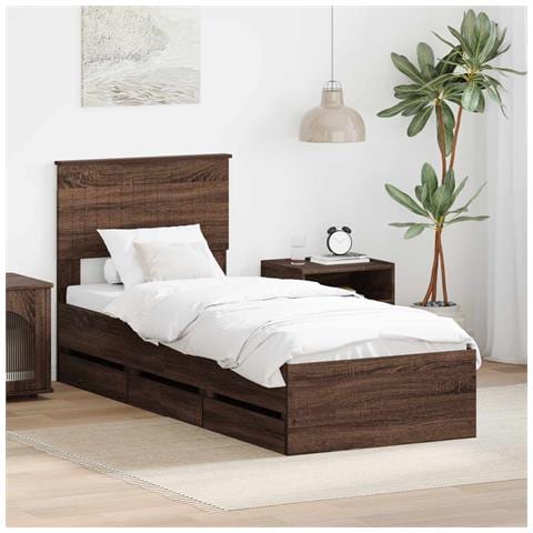 Struttura del letto con cassetto Rovere Marrone 75 x 190 cm - Foto 2