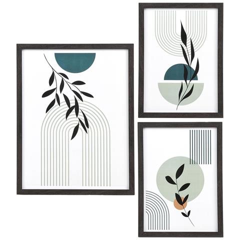 Set 3 Cornici Aspen In Mdf Nero Con Stampe Botaniche — 2 Formati - Foto 1