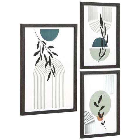 Set 3 Cornici Aspen In Mdf Nero Con Stampe Botaniche — 2 Formati - Foto 2