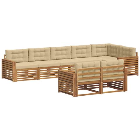 Set di divani da esterno con cuscino 8 pcs Naturale e Beige - Foto 1