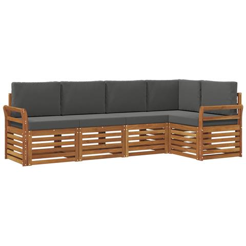 Set divani 5 pcs Naturale e Antracite Legno di Acacia Massello - Foto 1