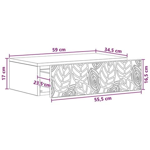 Tavolino da Parete Laterale Rovere Fumo 59 x 34,5 x 17 cm - Foto 8