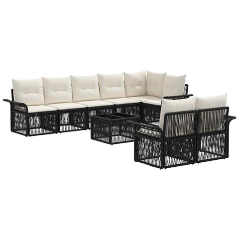 Set Divano da Giardino 9 pcs Nero polyrattan - Foto 1