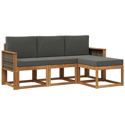 Set di divani da esterno con cuscino 4 pcs Naturale e Antracite - Foto 1