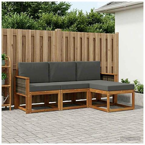 Set di divani da esterno con cuscino 4 pcs Naturale e Antracite - Foto 2