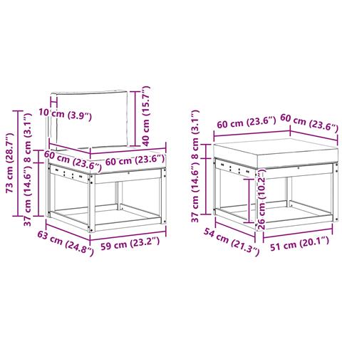 Set di divani da esterno con cuscino 4 pcs Naturale e Antracite - Foto 7