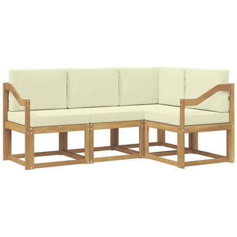 Set di divani da esterno con cuscino 4 pcs Bianco e Crema - Foto 1