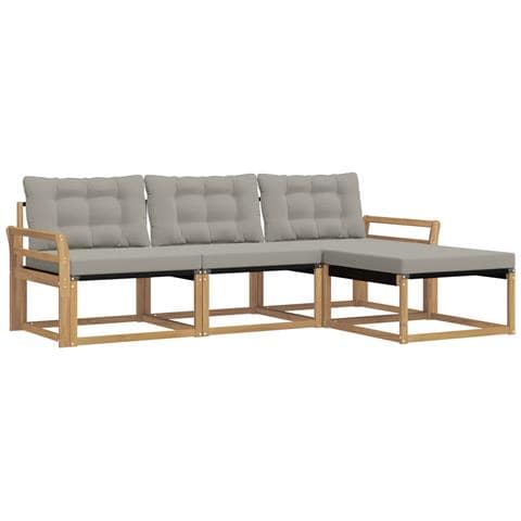Set di divani da esterno 4 pcs Bianco e Grigio Chiaro - Foto 1
