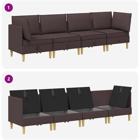 Set di divani modulari con spazio di archiviazione 4 pcs - Foto 8