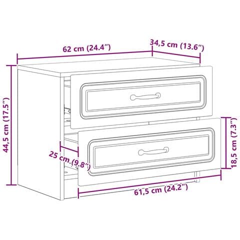 Armadio da Notte con cassetto Legno antico 62 x 34,5 x 44,5 cm - Foto 9