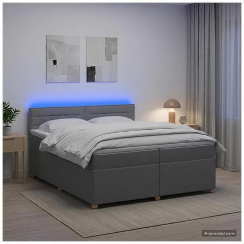 Letto box spring con materasso Grigio Chiaro 200 x 200 cm - Foto 2