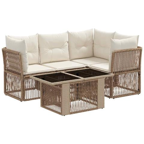Set Divano da Giardino 5 pz Beige polyrattan - Foto 1