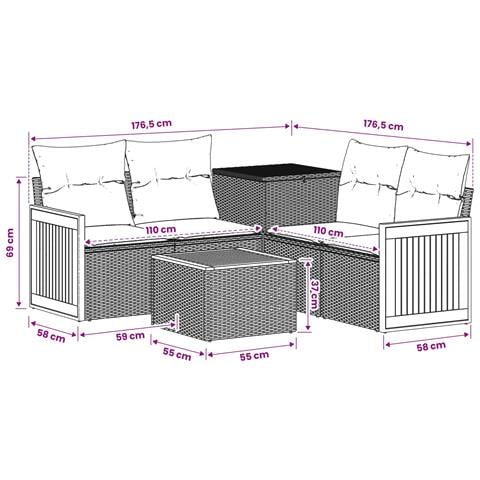Set di divani 6 pz Beige e Bianco Crema - Foto 10